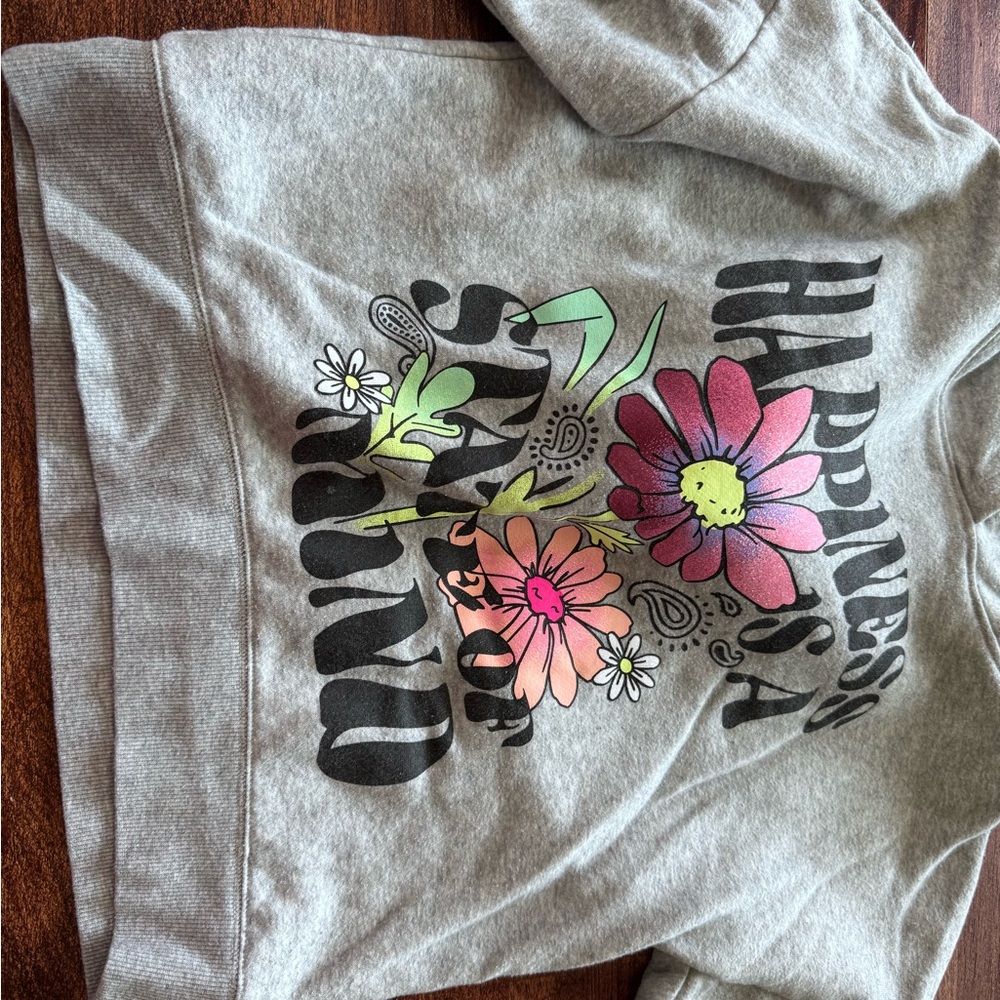 Justice Gray and Pink Floral Hoodie